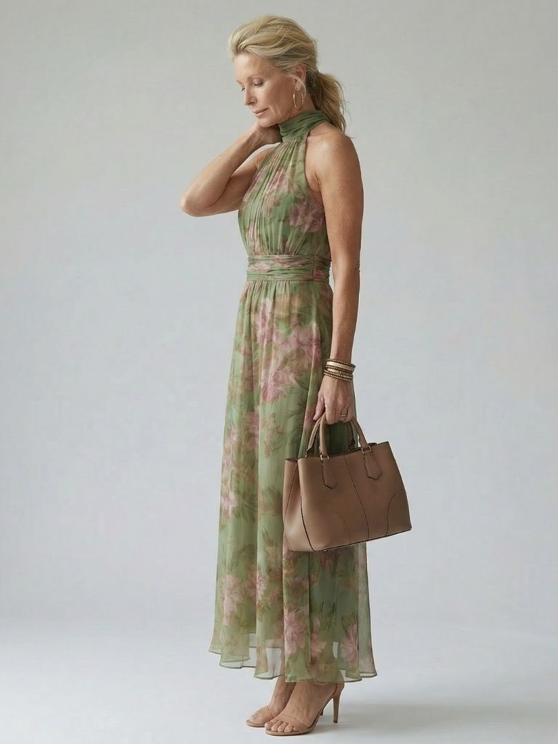 Bronte – Floral Halter Neck Maxi Dress