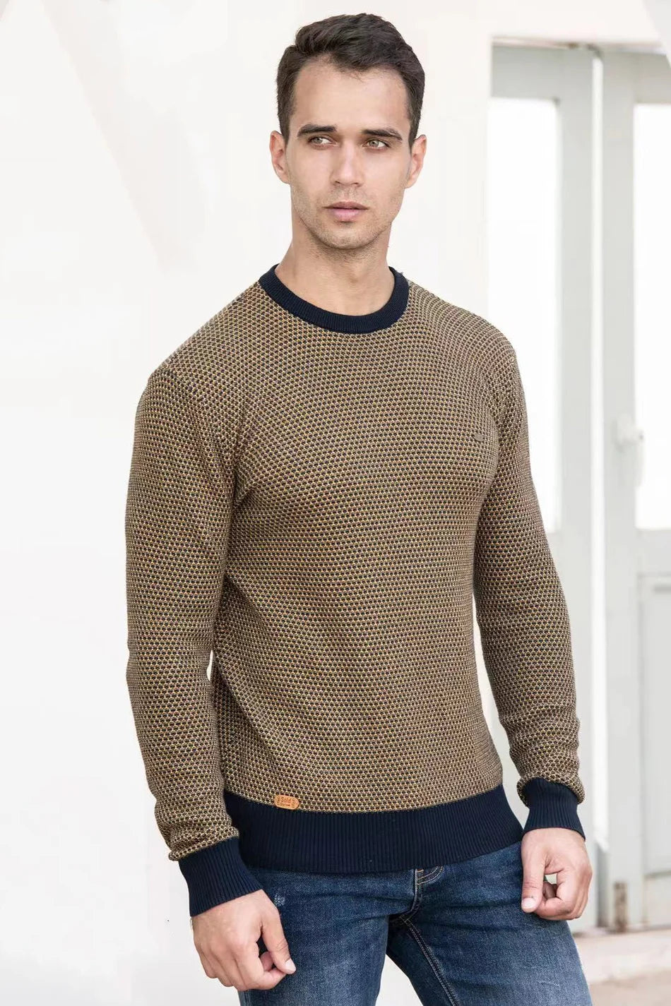 Paul - Men's Sweater with Checked Pattern