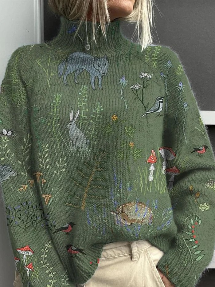 Ellis – Knitted turtleneck forest sweater