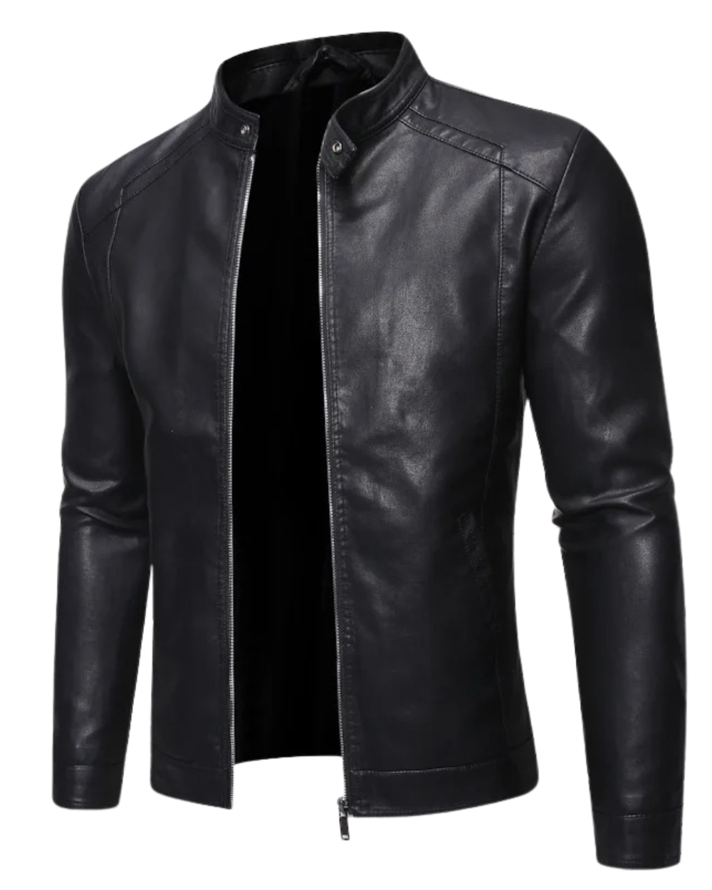 Louie - Standing Collar Leather Jacket