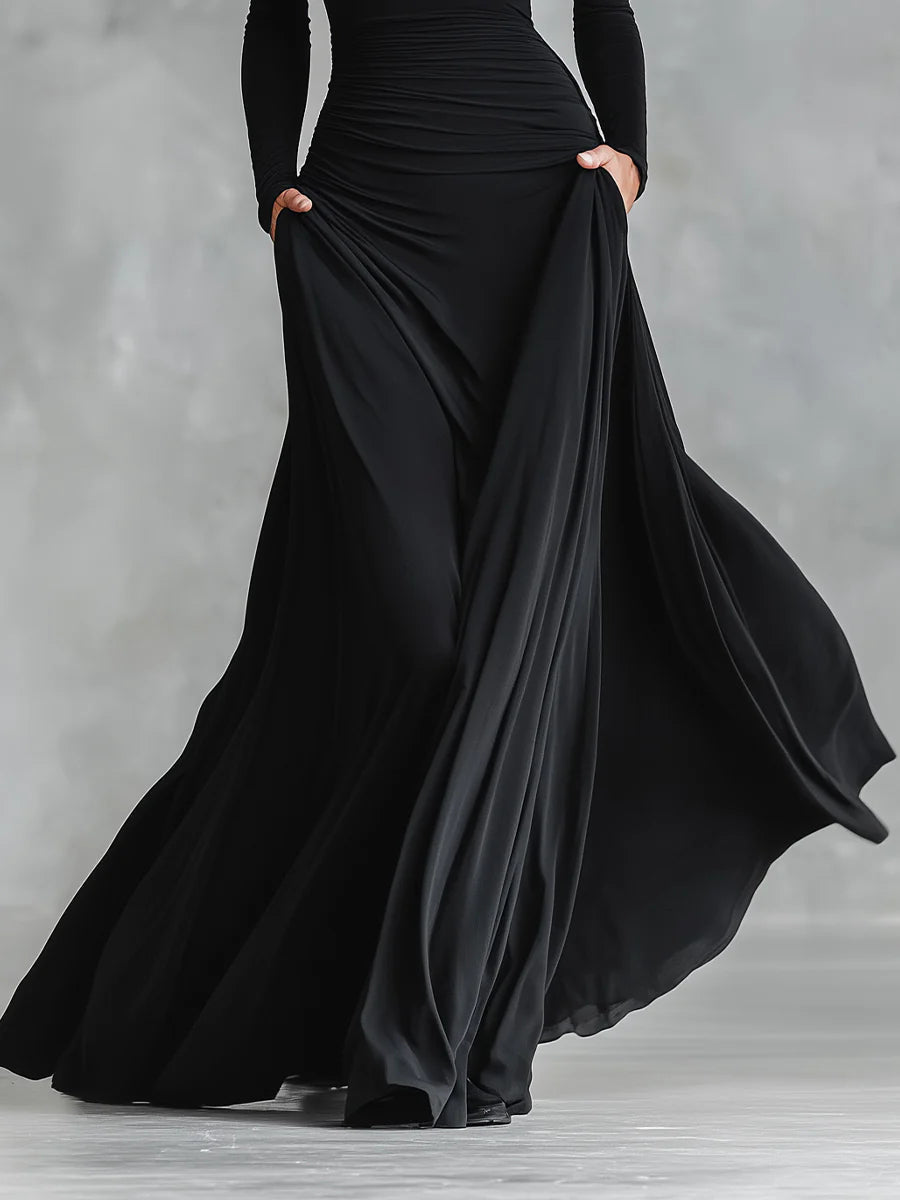 Adele – Black Crepe Maxi Dress