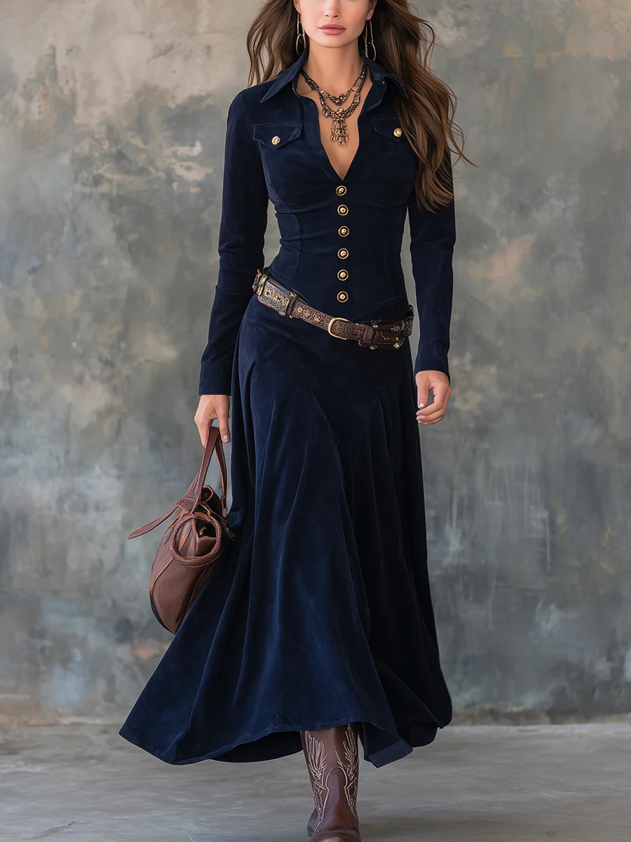 Guinevere – Longue Suede Dress with Slit
