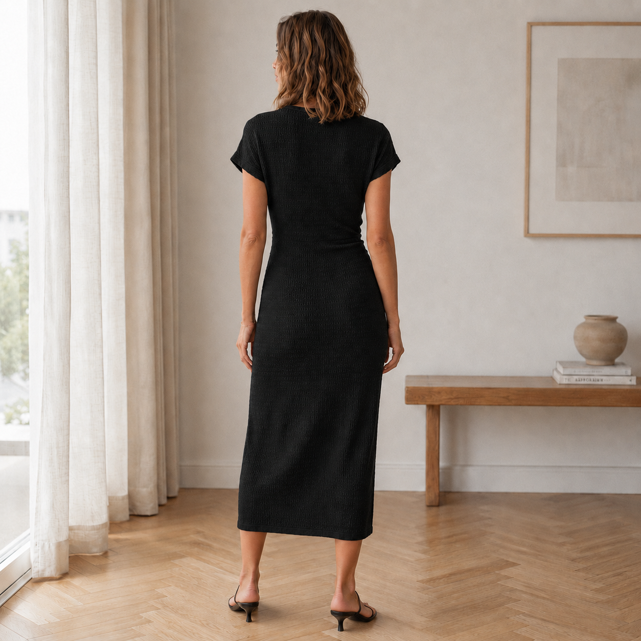Ada - Ribbed Knotted Midi Dress