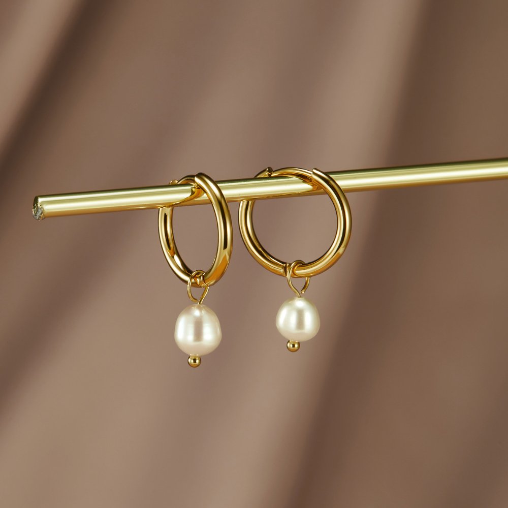 Larkspur – Classic Pearl Hoop Earrings