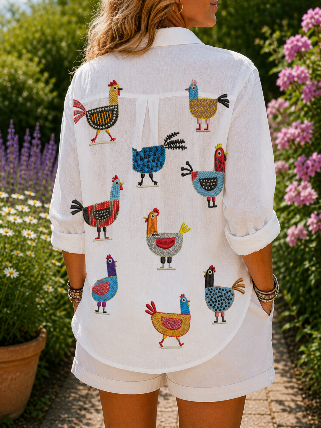 Jessica - Playful Hens Blouse
