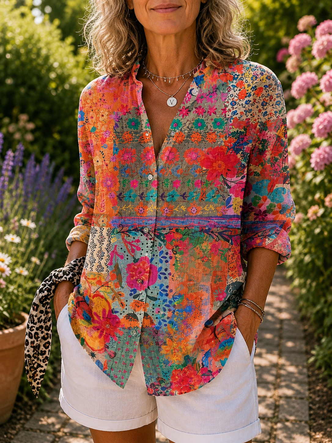 Sophie - Vibrant Artistic Button-Up Blouse