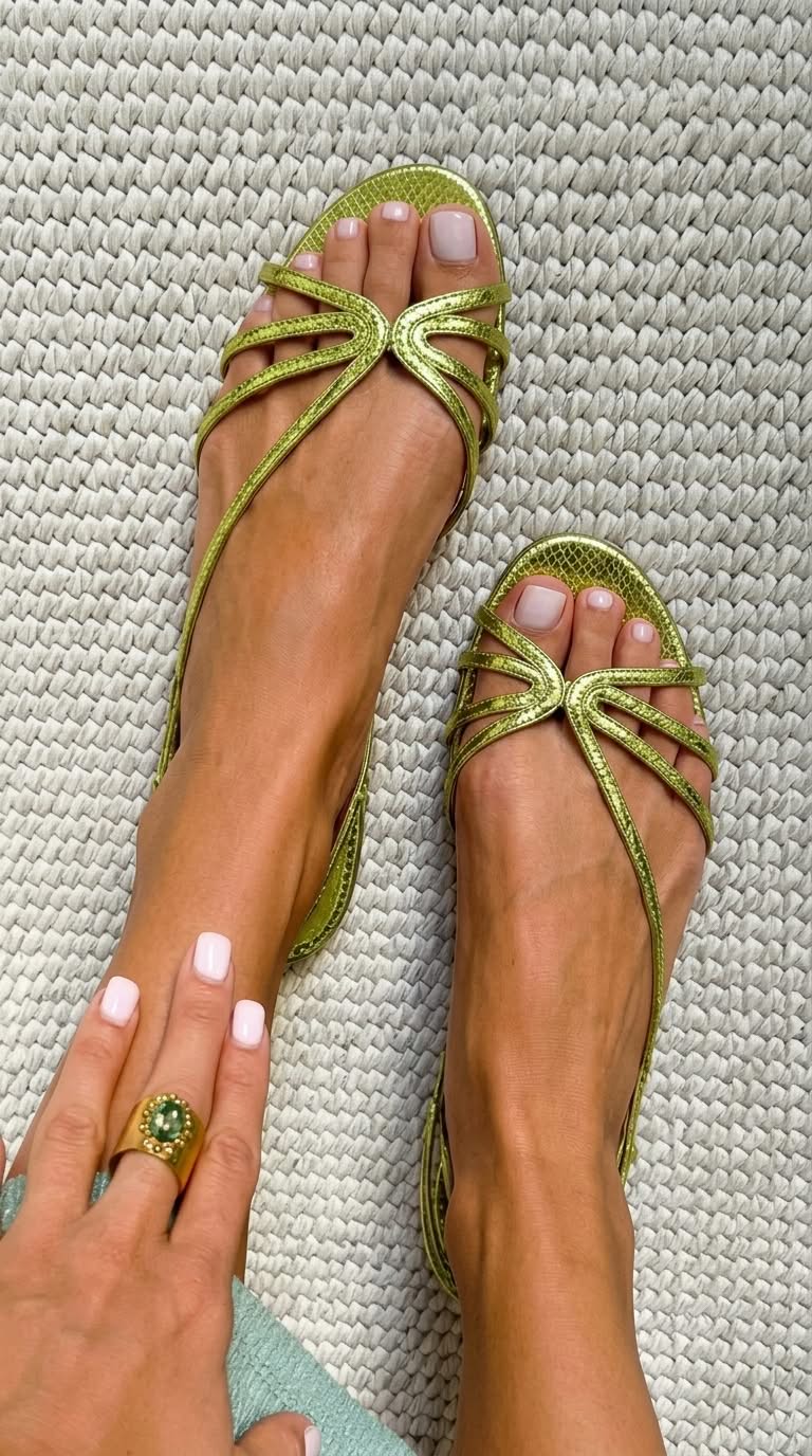 Mathilde – Metallic Snake-Effect Strappy Sandals