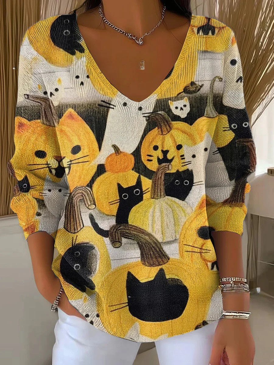 Aurelia - Knitted Sweater with V-Neck