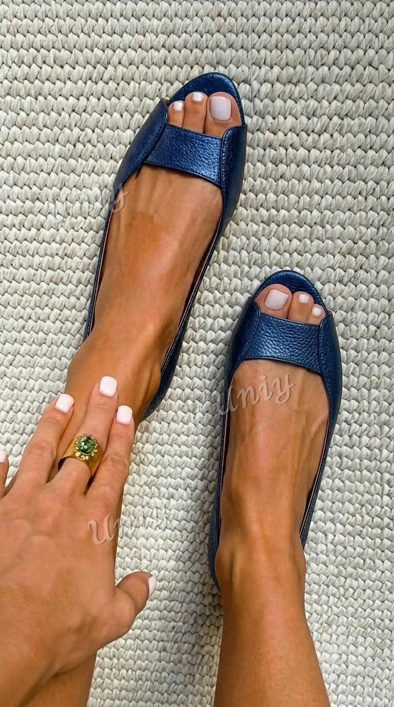 Iona – Metallic Open-Toe Ballet Flats