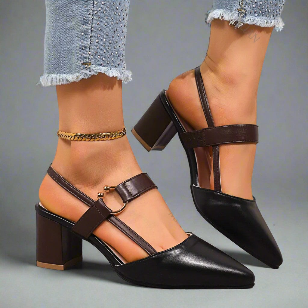 Willa – Leather Slingback Block Heels