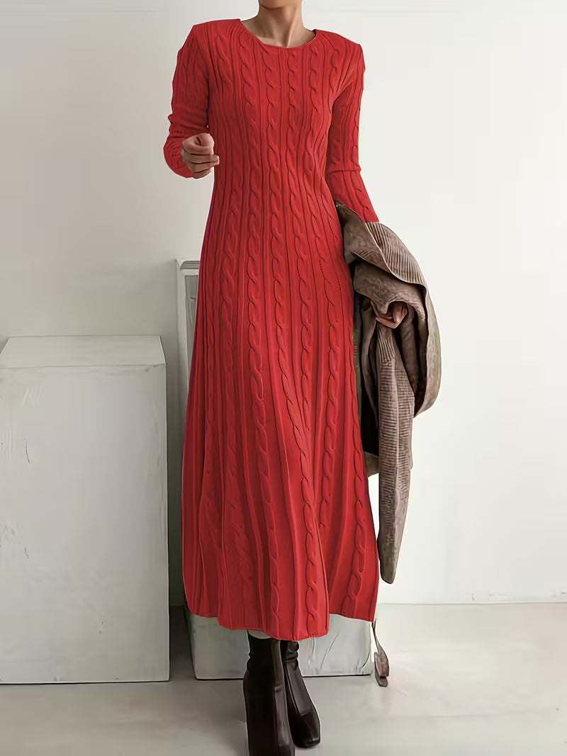 Jemima - Elegant Long Cable-Knit Dress