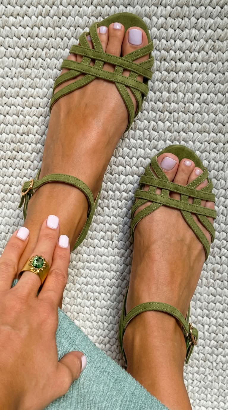 Mabel – Suede Multi-Strap Ankle Buckle Sandals