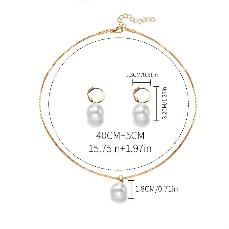 Elowen – Elegant Pearl Necklace & Earrings Set