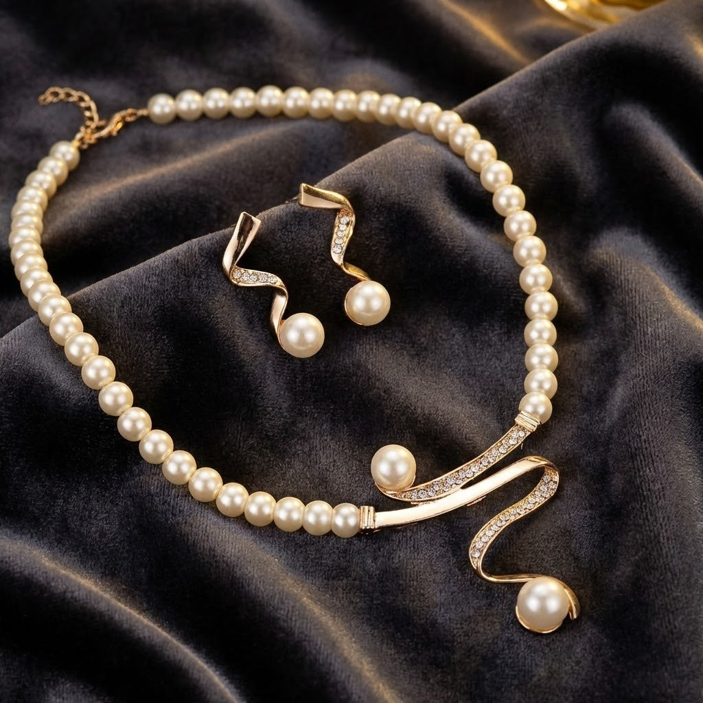 Adeline – Elegant Natural Pearl Necklace Set