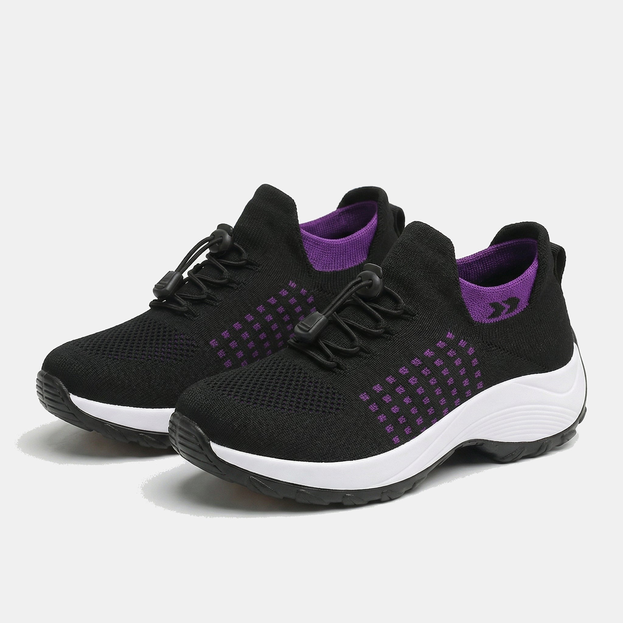 Clementine – Orthopedic Knit Fabric Shoes in Purple & Black