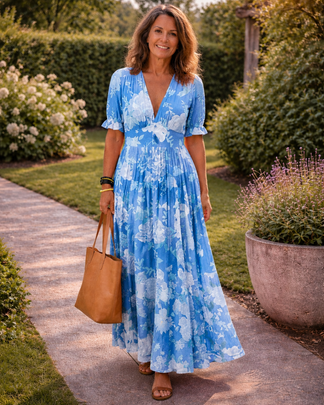 Beatrix – Sleeveless V-Neck Floral Midi Dress