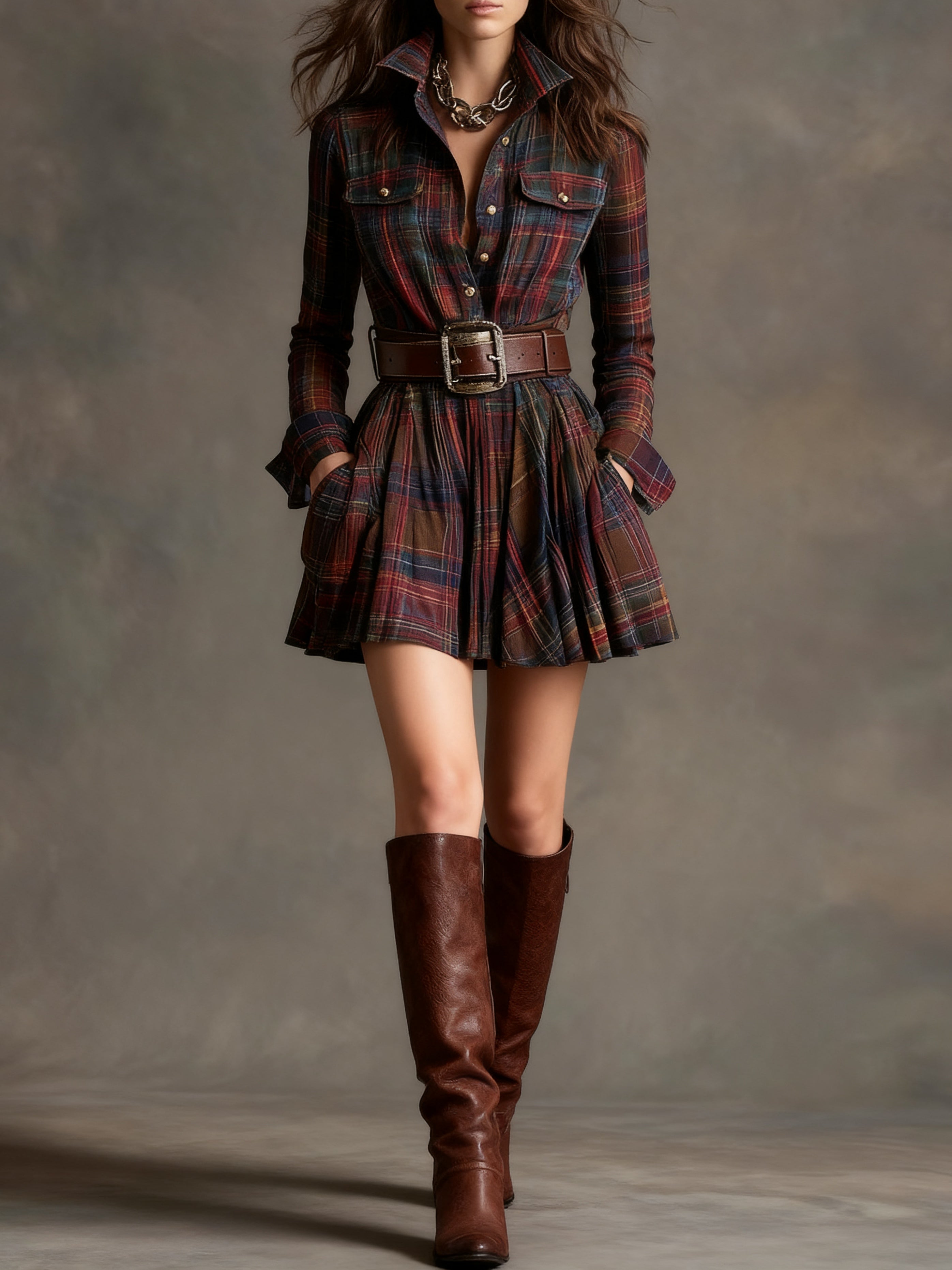 Madeleine – Elegant Short Plaid Dress