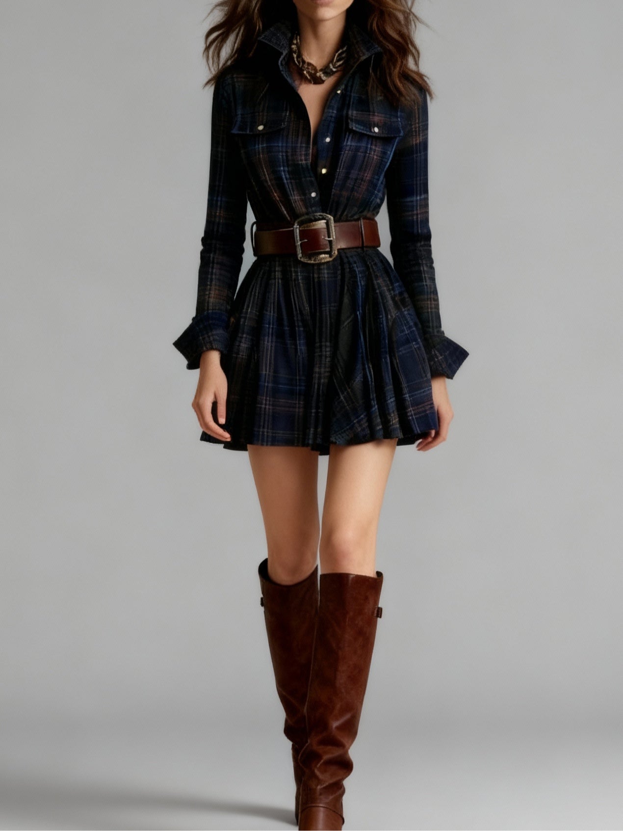Madeleine – Elegant Short Plaid Dress
