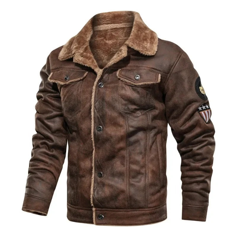 Griffin - Elegant Warm Fleece Leather Jacket