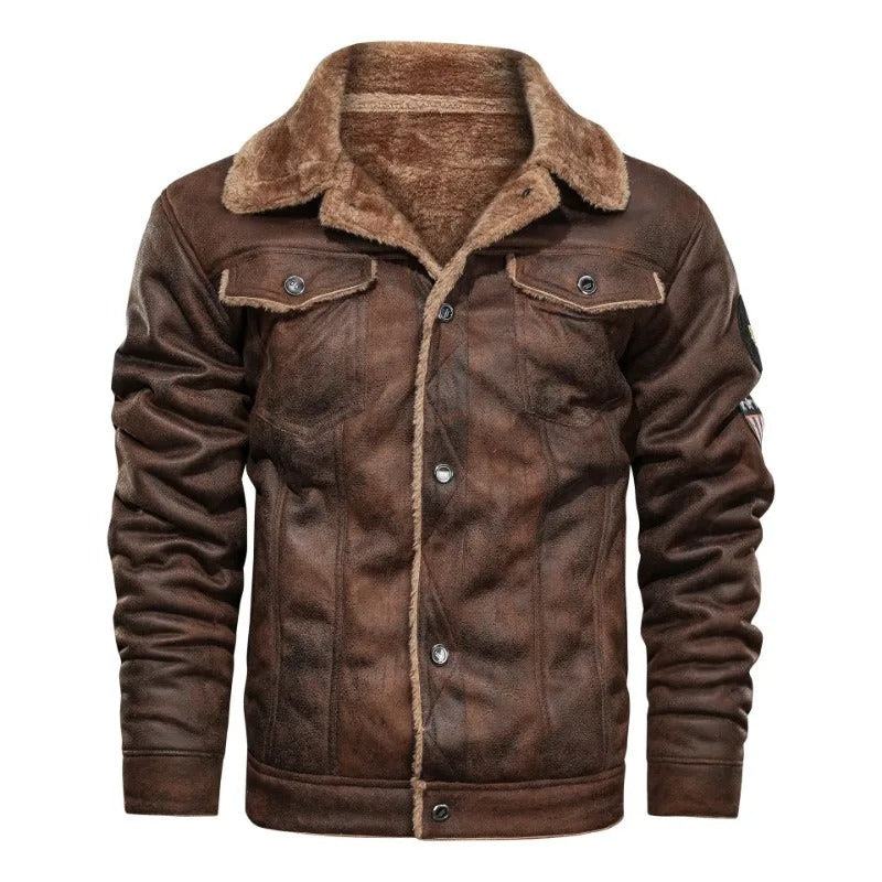 Griffin - Elegant Warm Fleece Leather Jacket