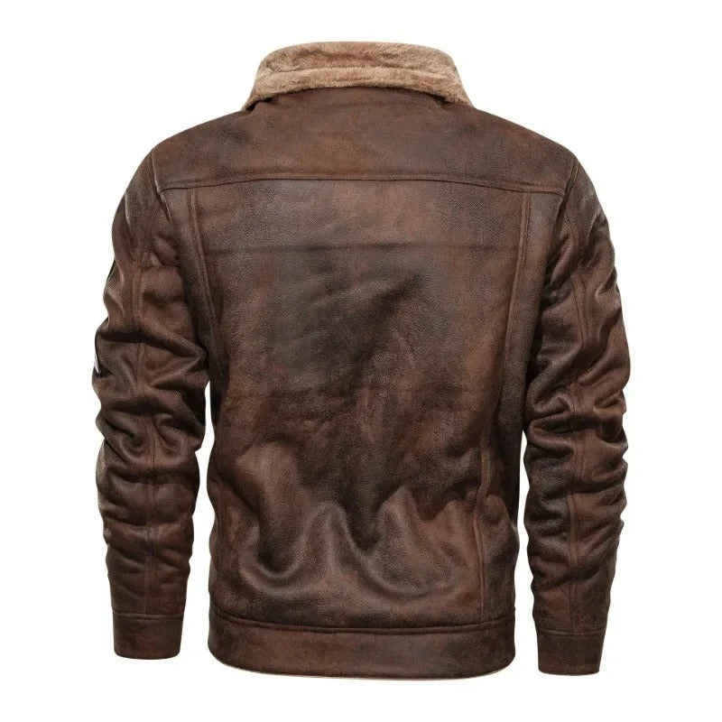 Griffin - Elegant Warm Fleece Leather Jacket