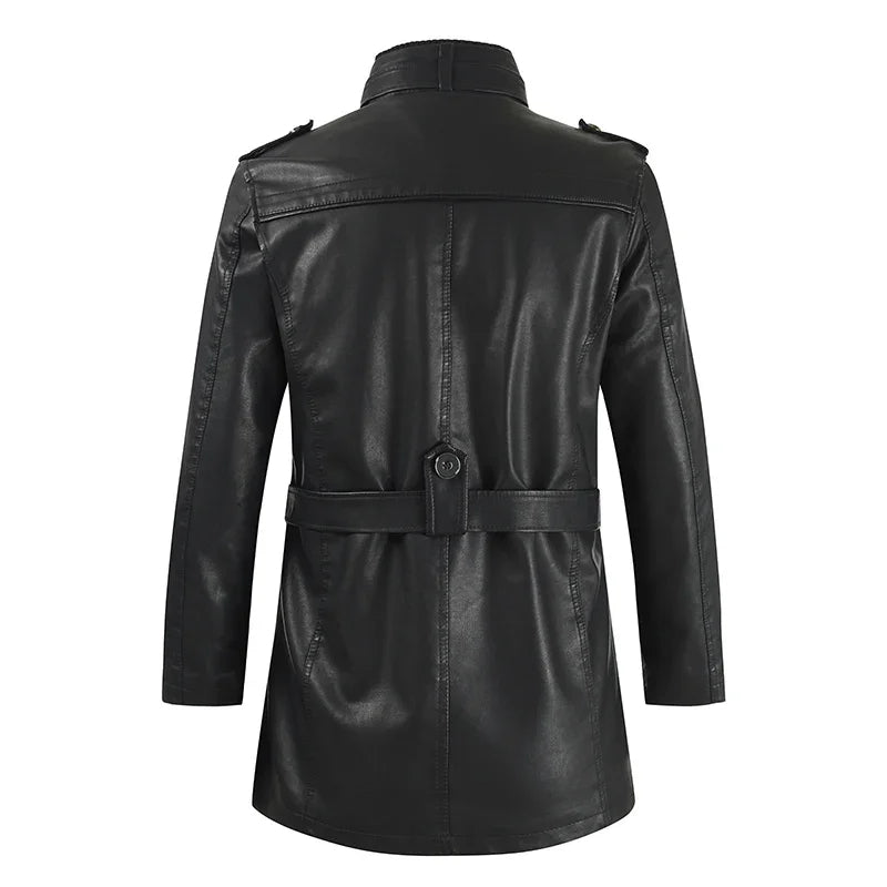 Nico - Elegant Long Leather Biker Jacket
