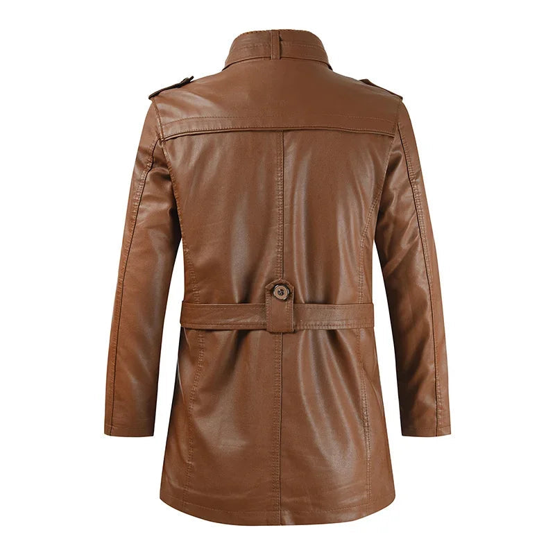 Nico - Elegant Long Leather Biker Jacket