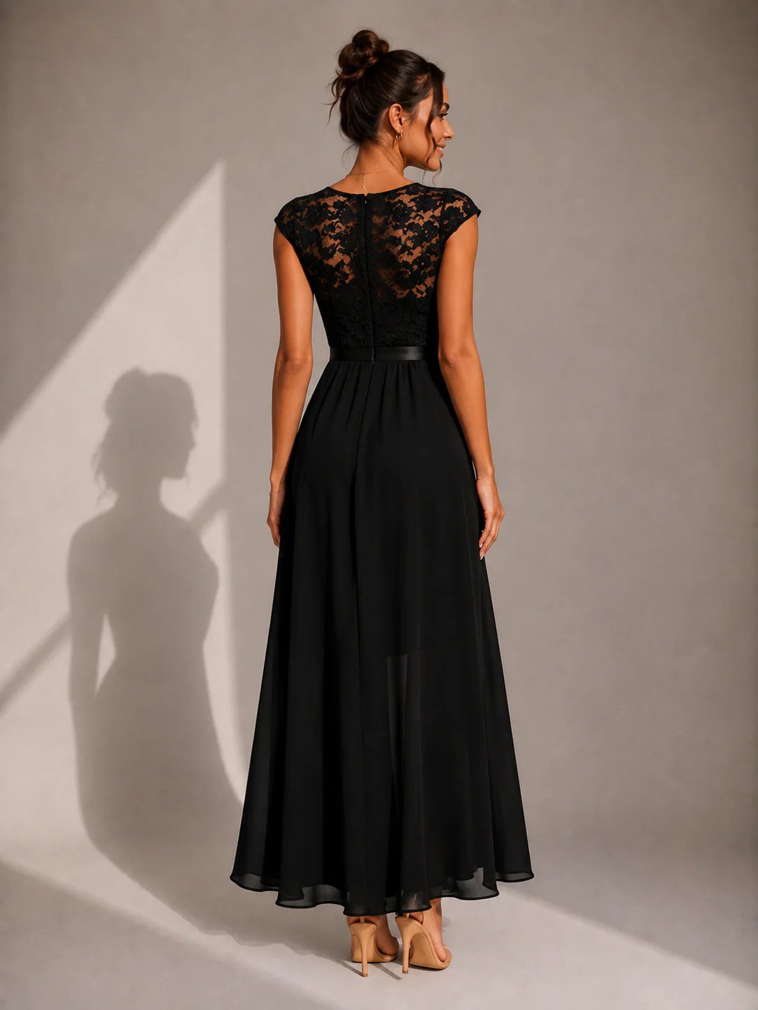 Asha - Lace Maxi Dress with Ruffle Slit