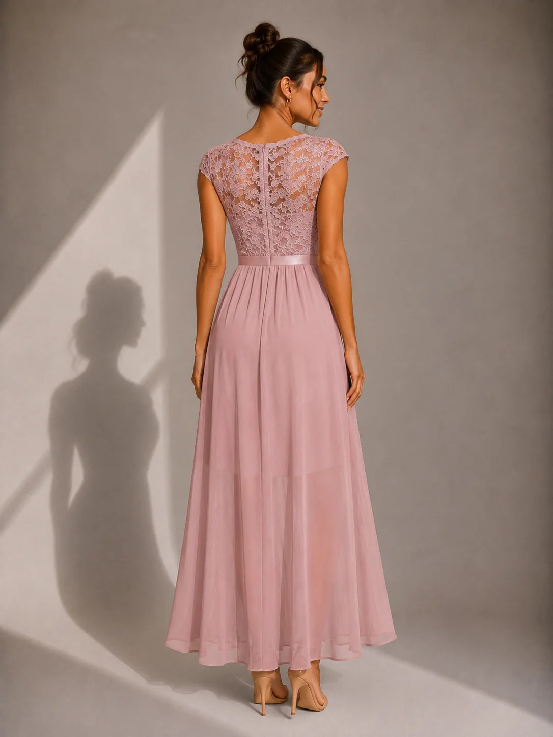 Asha - Lace Maxi Dress with Ruffle Slit
