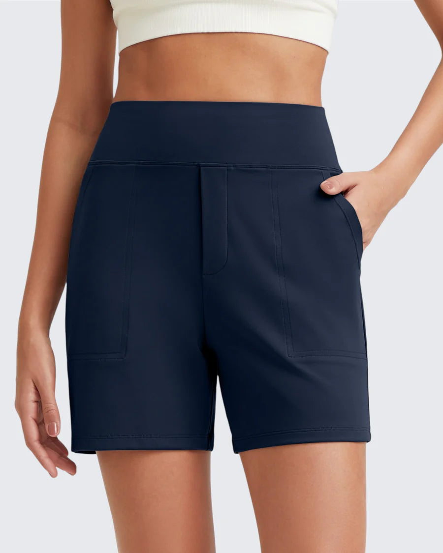 Zeni - High-Waisted Sports Shorts with Deep Pockets