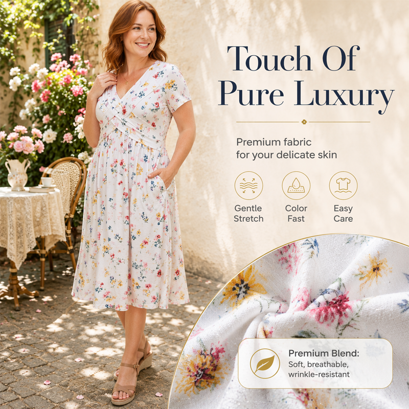 Carlotta - V-Neck Floral Wrap Midi Dress