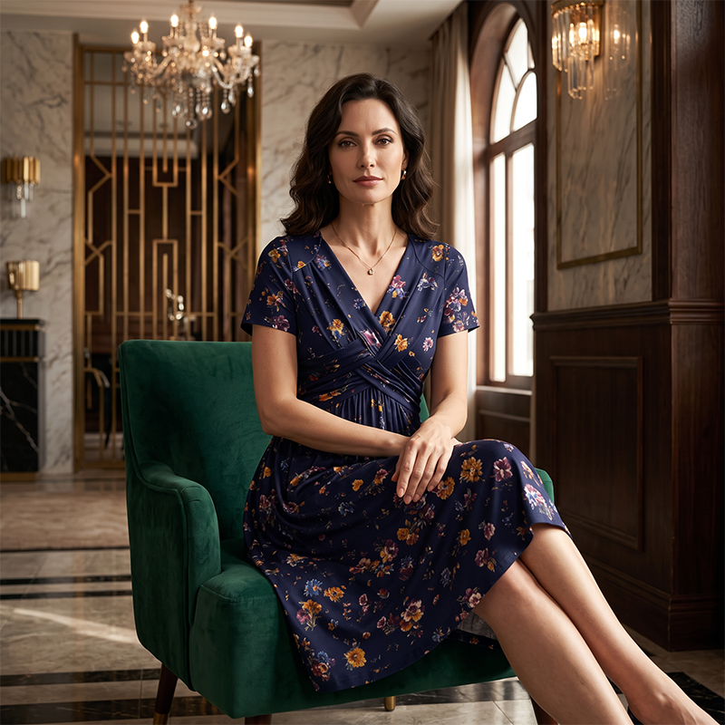 Carlotta - V-Neck Floral Wrap Midi Dress